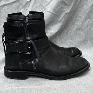 ECCO Sartorelle 25 Hydromax Zipper Buckle Black Boot Ankle Bootie Women 8 8.5 39